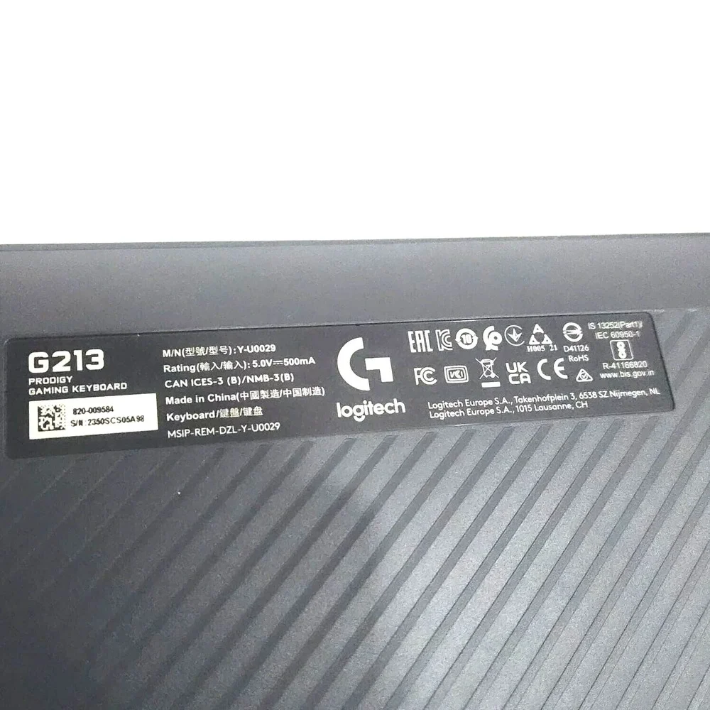 Logitech G213 Prodigy RGB Gaming Keyboard LIGHTSYNC‎ Wired Spill-Resistant